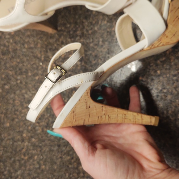 Chalk White Platform High Heel Dressy Sandals By Franco Sarto - Picture 7 of 16